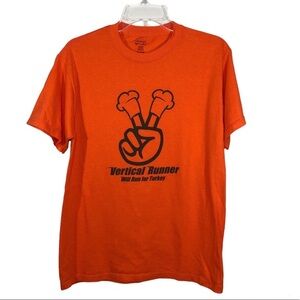 Port and Company Thanksgiving Vertical Runner Will Run For Turkey Tee Shirt M